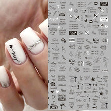 Load image into Gallery viewer, New Geometric Letter Nail Sticker Water Slider Winter Decal Christmas New Year Gift Nail Slider Temporary Tattoos Women Nail Art Stickers Water Transfer Decals Design Nail Art Supplies Manicure Acrylic Nail Foil Stencils Decorations