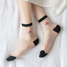 Load image into Gallery viewer, New Girls Cute Cartoon Fruits Sheer Kawaii Lady Women Summer Fall Avocado Lemon Pineapple Cherry Jacquard Socks For Women