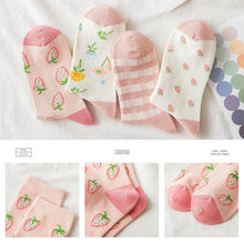 Load image into Gallery viewer, New Harajuku Style Kawaii Woman Socks Cotton Socks Novelty Socks with Strawberry and Flower Funny and Pink Socks Running And Climbing Socks For Men And Women