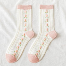 Load image into Gallery viewer, New Harajuku Style Kawaii Woman Socks Cotton Socks Novelty Socks with Strawberry and Flower Funny and Pink Socks Running And Climbing Socks For Men And Women