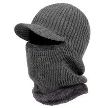 Load image into Gallery viewer, New Hooded Wool Cap Riding Windproof Cold Hat Plus Velvet Thickening Hooded Fashion Outdoor Warm Hat Collar Winter Caps Outdoor Sport Warm Beanies Hat For Men Knitted Hats Bandana Hiking Camping Kid Neck Warmer Cap