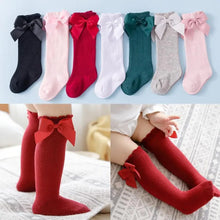 Load image into Gallery viewer, New Kids Socks Toddlers Girls Big Bow Knee High Quality Long Soft Autumn Winter 100% Cotton Lace Baby Tube Sock Baby Cotton Knee Socks Warm Big Bow Knot Baby Stockings Stylish Leg Warmer Soft Dance Socks