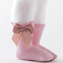 Load image into Gallery viewer, New Kids Socks Toddlers Girls Big Bow Knee High Quality Long Soft Autumn Winter 100% Cotton Lace Baby Tube Sock Baby Cotton Knee Socks Warm Big Bow Knot Baby Stockings Stylish Leg Warmer Soft Dance Socks