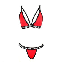 Load image into Gallery viewer, New Letter Three-Point Suit Women's Sports Underwear Set Skinny Backless Underwear Bikini Swimsuit For Women Two Piece Swimwear Bathing Suit Beachwear Set Thong Bikini