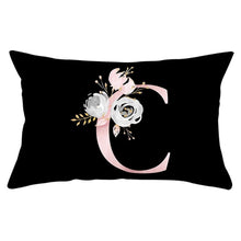 Load image into Gallery viewer, New Light Letter Flower Pillow Covers Alphabet Decorative Pillow Cases ABC Letter Flowers Cushion Covers Black Plush Pillow Case Super Soft Living Room Decorative Cushion Cover Elegant Soft Design 30x50cm