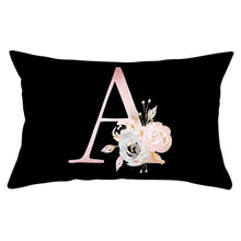 Load image into Gallery viewer, New Light Letter Flower Pillow Covers Alphabet Decorative Pillow Cases ABC Letter Flowers Cushion Covers Black Plush Pillow Case Super Soft Living Room Decorative Cushion Cover Elegant Soft Design 30x50cm