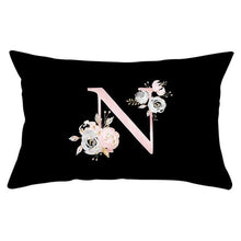 Load image into Gallery viewer, New Light Letter Flower Pillow Covers Alphabet Decorative Pillow Cases ABC Letter Flowers Cushion Covers Black Plush Pillow Case Super Soft Living Room Decorative Cushion Cover Elegant Soft Design 30x50cm