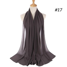 Load image into Gallery viewer, New Long Solid Colorful Soft Chiffon Hijab Elegant Scarf Wrap Lightweight Islamic Head Wear Escharpe Shawls Headband Stole Muslim Hijabs Wrap Headscarf Scarves Colors For Women