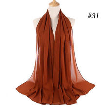 Load image into Gallery viewer, New Long Solid Colorful Soft Chiffon Hijab Elegant Scarf Wrap Lightweight Islamic Head Wear Escharpe Shawls Headband Stole Muslim Hijabs Wrap Headscarf Scarves Colors For Women
