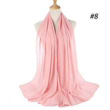 Load image into Gallery viewer, New Long Solid Colorful Soft Chiffon Hijab Elegant Scarf Wrap Lightweight Islamic Head Wear Escharpe Shawls Headband Stole Muslim Hijabs Wrap Headscarf Scarves Colors For Women