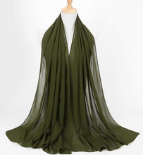 Load image into Gallery viewer, New Long Solid Colorful Soft Chiffon Hijab Elegant Scarf Wrap Lightweight Islamic Head Wear Escharpe Shawls Headband Stole Muslim Hijabs Wrap Headscarf Scarves Colors For Women