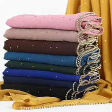 Load image into Gallery viewer, New Luxurious Gold Chiffon Head Scarf Solid Soft Long Muslim Scarves For Women Hijab Musulman Female Shawl and Wrap