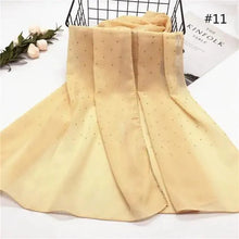 Load image into Gallery viewer, New Luxurious Gold Chiffon Head Scarf Solid Soft Long Muslim Scarves For Women Hijab Musulman Female Shawl and Wrap