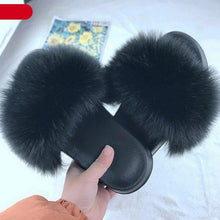 Load image into Gallery viewer, New Luxury Fluffy Slippers Indoor Warm Furry Fur Flip Flops Women Amazing Plush Slides Shoes Warm Comfortable Fuzzy Furry Slippers Indoor Cozy Memory Foam Anti-Slip Flip Flops