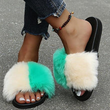 Load image into Gallery viewer, New Luxury Fluffy Slippers Indoor Warm Furry Fur Flip Flops Women Amazing Plush Slides Shoes Warm Comfortable Fuzzy Furry Slippers Indoor Cozy Memory Foam Anti-Slip Flip Flops