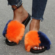 Load image into Gallery viewer, New Luxury Fluffy Slippers Indoor Warm Furry Fur Flip Flops Women Amazing Plush Slides Shoes Warm Comfortable Fuzzy Furry Slippers Indoor Cozy Memory Foam Anti-Slip Flip Flops