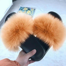 Load image into Gallery viewer, New Luxury Fluffy Slippers Indoor Warm Furry Fur Flip Flops Women Amazing Plush Slides Shoes Warm Comfortable Fuzzy Furry Slippers Indoor Cozy Memory Foam Anti-Slip Flip Flops