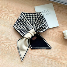 Load image into Gallery viewer, New Luxury Winter Long Plaid Brand Knitted Lightweight Neckerchief Collar Scarf Elegant Escharpe Scarf Skinny Small Scarf Female Neckerchief Scarf For Women
