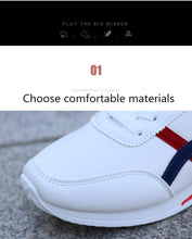 Load image into Gallery viewer, New Men's Fashion Leather Non-Slip White Casual Sports Round Toe Low-Top Comfortable Running High Quality Mens Casual Flat Footwear Classic White Mens Fashion Walking Sneakers