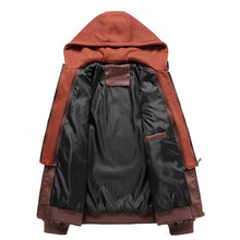 Load image into Gallery viewer, New Men's PU Leather Jackets Autumn Casual Motorcycle Jacket Biker Hooded Jackets Autumn Casual Warm Jacket Men Winter Clothing Jackets Men Black Vintage Motorcycle Jacket With Removable Hood