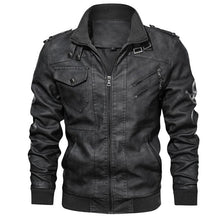 Load image into Gallery viewer, New Men's PU Leather Jackets Autumn Casual Motorcycle Jacket Biker Hooded Jackets Autumn Casual Warm Jacket Men Winter Clothing Jackets Men Black Vintage Motorcycle Jacket With Removable Hood