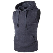 Load image into Gallery viewer, New Men's Solid Sleeveless Hoodie Sweatshirt Casual Loose Drawstring Tops with Pockets Autumn Winter Muscle Sleeveless Hoodies Gym Sport Bodybuilding Hoodie