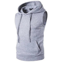 Load image into Gallery viewer, New Men's Solid Sleeveless Hoodie Sweatshirt Casual Loose Drawstring Tops with Pockets Autumn Winter Muscle Sleeveless Hoodies Gym Sport Bodybuilding Hoodie