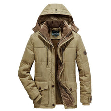 Load image into Gallery viewer, New Men's Thick Warm Waterproof Jacket Hooded Men Outdoor Jacket Men's Thick Casual Hooded Solid Color Outdoor Jacket Winter Cotton Jacket Men's Jacket With Multi-Pockets