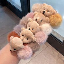Load image into Gallery viewer, New Mink Fur Hair Rope Scrunchie Women Accessory Flurry Headband Hair Ties Elastic Fashion Hair Ring Women's Wristband Scrunchie Hairband Pom Pom Hair Tie Ring