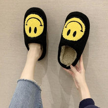 Load image into Gallery viewer, New Pink Smiley Face Slippers Women Smile Slippers Happy Face Slippers Retro Smiley Face Soft Plush Comfy Warm Slip-on Slippers Fluffy Fur Lined Mens Cute Home Sandals Winter Indoor House Slippers