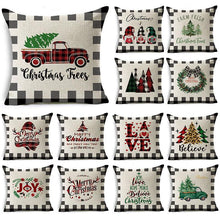 Load image into Gallery viewer, New Plaid Christmas Linen Pillowcase Xmas Series Cushion Cover Case Pillow Custom Square Pillowcase Cushion Cover Thrown Linen Pillowcase Christmas Gift 45X45CM