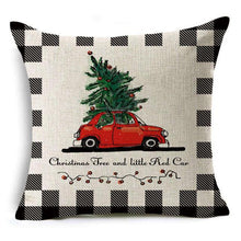 Load image into Gallery viewer, New Plaid Christmas Linen Pillowcase Xmas Series Cushion Cover Case Pillow Custom Square Pillowcase Cushion Cover Thrown Linen Pillowcase Christmas Gift 45X45CM