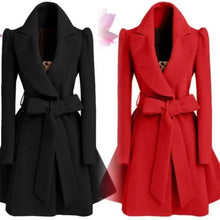 Load image into Gallery viewer, New Popular Women's Woolen Windbreaker Overcoat Jacket Coats Red XL Autumn And Winter Long Windbreaker Overcoat Fashionable Coat Jacket