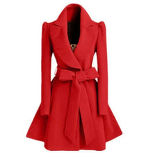 Load image into Gallery viewer, New Popular Women's Woolen Windbreaker Overcoat Jacket Coats Red XL Autumn And Winter Long Windbreaker Overcoat Fashionable Coat Jacket