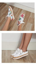 Load image into Gallery viewer, New Popular Womens Shoes Colorful Beautiful Flower Printing Shoes Lace-up Flat Women's Casual Womens Sneakers High-Quality Women's White Sports Casual Couple Shoes Summer Trainers Walking Sneakers