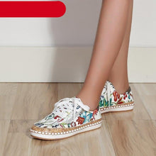 Load image into Gallery viewer, New Popular Womens Shoes Colorful Beautiful Flower Printing Shoes Lace-up Flat Women's Casual Womens Sneakers High-Quality Women's White Sports Casual Couple Shoes Summer Trainers Walking Sneakers