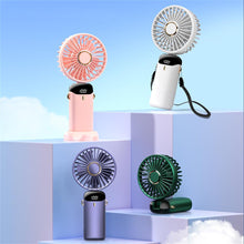 Load image into Gallery viewer, New Portable Digital Display Handheld Fan Office Desktop Multifunctional Folding Headed Small Electric Fan Foldable Mini Desk Fan with Led Digital Display 5 Speeds Multi-Functional Fan for Outdoor Indoor