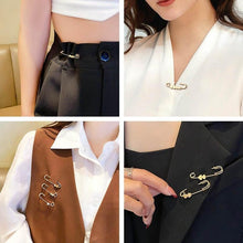 Load image into Gallery viewer, New Simple Trendy Popular Rhinestone Decoration Buckle Lapel Pin Brooches Women Cardigan Coat Sweater Costume Safety Pin Jewelry Brooches and Pins for Women in Multiple Styles Beautiful Safety Pins for Clothing