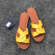 Load image into Gallery viewer, New Slides Women Summer Slippers Outdoor Summer Beach Shoes Fashion Slip-On Woman Slippers Leather Sandals Women's Flip Flops Leather Slide Beach Pool Slipper Sandals