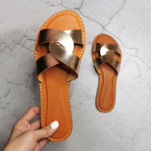 Load image into Gallery viewer, New Slides Women Summer Slippers Outdoor Summer Beach Shoes Fashion Slip-On Woman Slippers Leather Sandals Women's Flip Flops Leather Slide Beach Pool Slipper Sandals