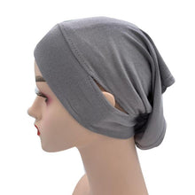 Load image into Gallery viewer, NEW Soft Cotton Hijab Breathable Turban Tie Under Scarf Elegant Ear Hole Stretch Inner Hijabs Lightweight Turban Round Front Under Hijab Caps Female Turban Bonnet