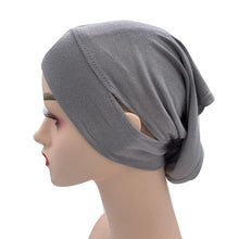 Load image into Gallery viewer, NEW Soft Cotton Hijab Breathable Turban Tie Under Scarf Elegant Ear Hole Stretch Inner Hijabs Lightweight Turban Round Front Under Hijab Caps Female Turban Bonnet