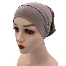 Load image into Gallery viewer, NEW Soft Cotton Hijab Breathable Turban Tie Under Scarf Elegant Ear Hole Stretch Inner Hijabs Lightweight Turban Round Front Under Hijab Caps Female Turban Bonnet