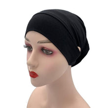 Load image into Gallery viewer, NEW Soft Cotton Hijab Breathable Turban Tie Under Scarf Elegant Ear Hole Stretch Inner Hijabs Lightweight Turban Round Front Under Hijab Caps Female Turban Bonnet