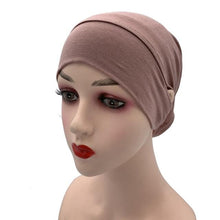 Load image into Gallery viewer, NEW Soft Cotton Hijab Breathable Turban Tie Under Scarf Elegant Ear Hole Stretch Inner Hijabs Lightweight Turban Round Front Under Hijab Caps Female Turban Bonnet