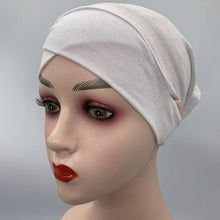 Load image into Gallery viewer, NEW Soft Cotton Hijab Breathable Turban Tie Under Scarf Elegant Ear Hole Stretch Inner Hijabs Lightweight Turban Round Front Under Hijab Caps Female Turban Bonnet