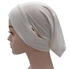 Load image into Gallery viewer, NEW Soft Cotton Hijab Breathable Turban Tie Under Scarf Elegant Ear Hole Stretch Inner Hijabs Lightweight Turban Round Front Under Hijab Caps Female Turban Bonnet
