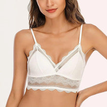 Load image into Gallery viewer, New Splendid French Style Lingerie Soft Bralette Deep V Lace Wireless Triangular Padded Cups Backless Bra