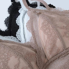 Load image into Gallery viewer, New Splendid French Style Lingerie Soft Bralette Deep V Lace Wireless Triangular Padded Cups Backless Bra