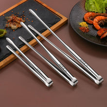 Load image into Gallery viewer, New Stainless Steel Grill Tongs Cooking Utensils For BBQ Baking Silver BBQ Accessories Camping Supplies Kitchen Serving Tongs for Cooking Grilling Baking Bread Salad Buffet Tongs Spatula Metal